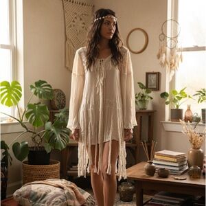 Free People Ivory Lace Top